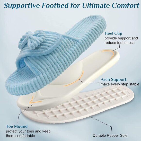 🆕Woman Blue Arch Support Open Toe Orthopedic Adjustable Home Indoor Slippers - Picture 7 of 11